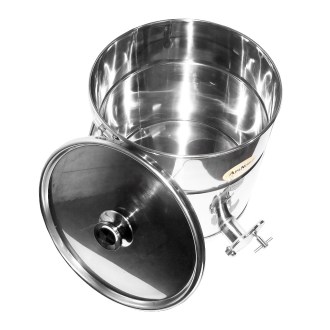 Abfüllkübel 25 kg aus Edelstahl-Ausgießer